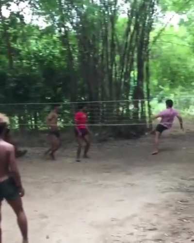This awesome game of kick volleyball (Sepak Takraw)