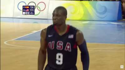 [Highlight] Dwayne Wade hits the dagger three for Team USA against Spain in the 2008 Olympic Final