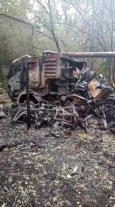 UA POV: Destroyed Ukrainian 2S22 Bogdana SPG in the Slavyansk region.