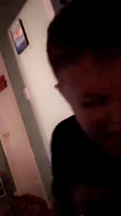 My friend scaring his kid!