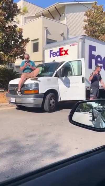 This is the 2nd video in a week I've seen of an old guy jumping on the hood of a vehicle…