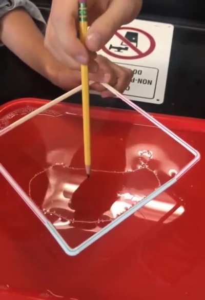 Surface tension pulls the thread into a perfect circle
