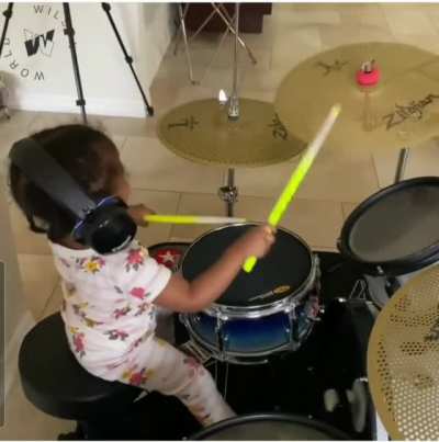 2 year old Shia Justine Wilson killing it on the drums