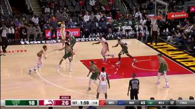 [Highlight] Trae Young dances for his FIFTH triple of the first quarter!