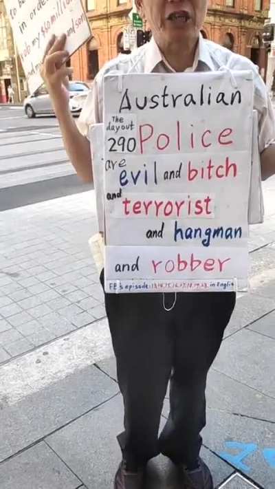 Poor guy flexing his freedom of speech in the Sydney CBD.