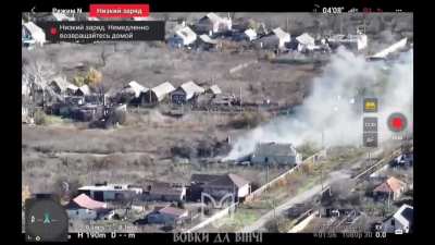 Ukrainian artillery hitting a group of Russian soldiers in Pavlivka, Donetsk oblast.