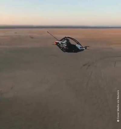 This $92k (USD) 'Personal Aircraft' by Jetson can fly at 1,500 meters high at 60+ mph for approx 20 mins on one charge.