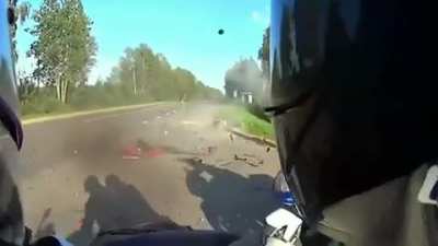 Motorcycle crash.