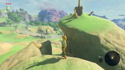 [BoTW] Was practicing speed running, and noticed that since I skipped activating the tower and completed the shrines, the old man thinks he’s on the tower when he isn’t
