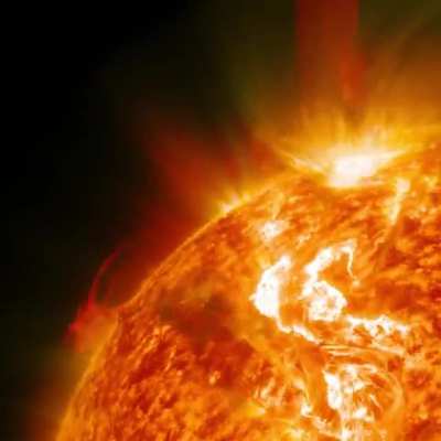 An incredible coronal mass ejection from the sun with Earth for scale! Scary! (Credit: NASA/SDO)