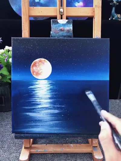 The moon and the tree (painting timelapse)