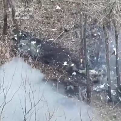 Ukrainian paratroopers using bomber drones hit two russians