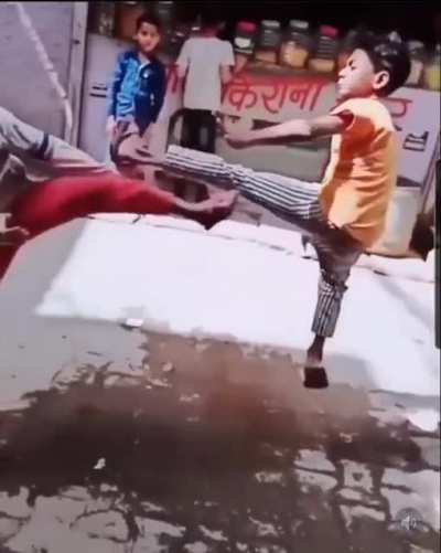 Trying flying kicks, gets kicked in the head (not OC)