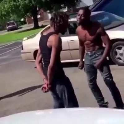 Not sure why he’s letting him punch him in the face but he was eating those punches.
