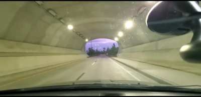 My husband and I being dorks driving through a new set of tunnels