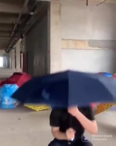 guy made straightforward for his umbrella