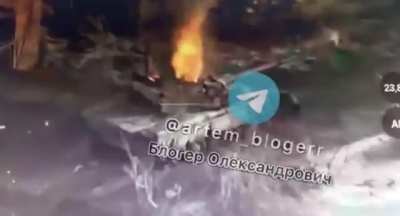 UA Drone Watching A Russian Tank Cooking Off Near Avdiivka.