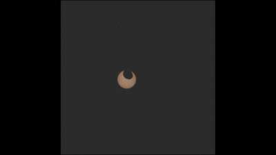 Phobos transiting the Sun on the surface of Mars taken with NASA's Perseverance Mars Rover