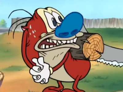Ren & Stimpy Sawing Wood