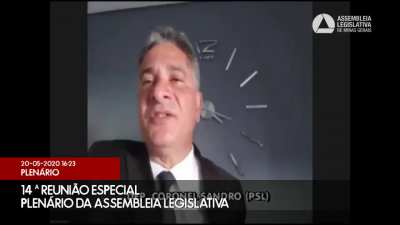 Deputado estadual Coronel Sandro (PSL-MG) pedindo 1 minuto de silêncio devido as 