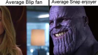 Thanos enjoying the Snap while Avengers go crazy