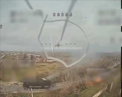 A swarm of Ukrainian FPV drones attacking a Russian armored vehicle near Kostyantynivka