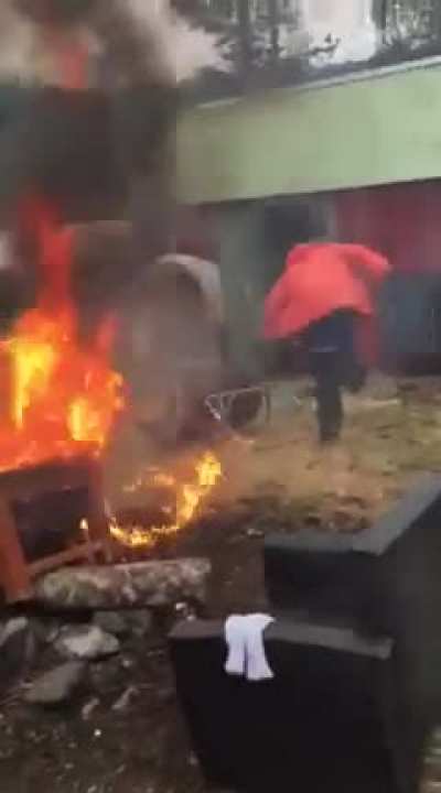 Regrets trying to blow the fire out