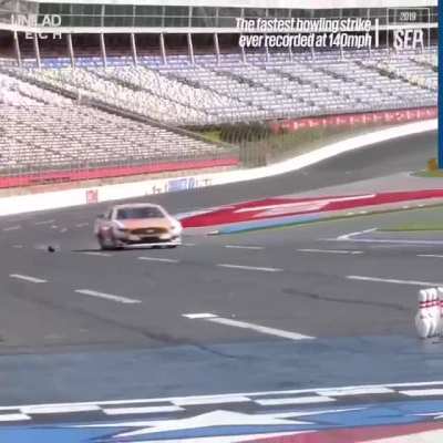 The fastest bowling strike ever recorded at 140 mph