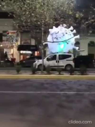 Coronavirus car playing coffin dance music in Buenos Aires, Argentina. (My life is now complete)