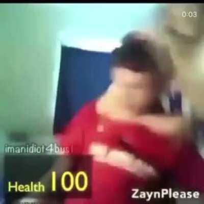 When you defeat the white defender for the forth time. Player: