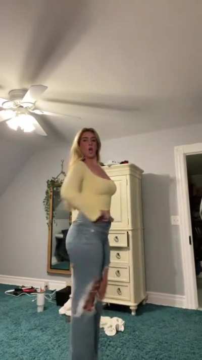 Ginger muscle mommy in her casual college wear