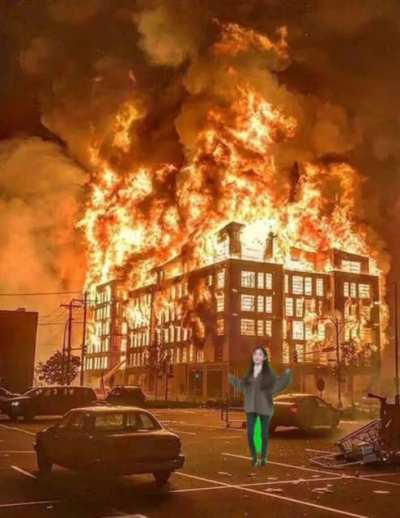 Stan Twitter/ queen Irene bruning SM building down as she should