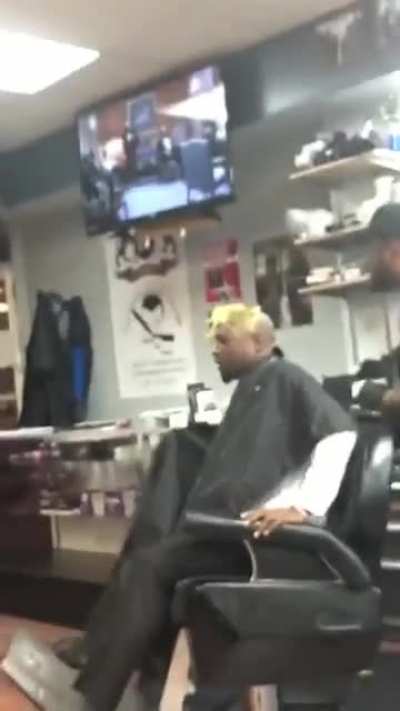 Guy enjoying his first head wax