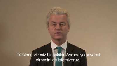 2015 yılında PVV lideri Geert Wilders'ın Türkiye'nin Avrupa Birliği üyeliği konusunda ve Türkler hakkında yaptığı konuşma