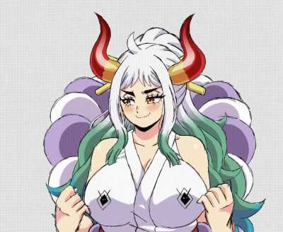 Yamato proud of her tiddies and shows you why. (One Piece)