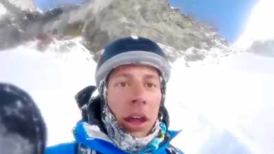 Skiing near a cliff