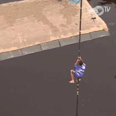 Fierljeppen is a Dutch sport where people vault over waterways with a giant pole