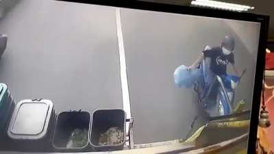 Man tried his best to throw out the garbage