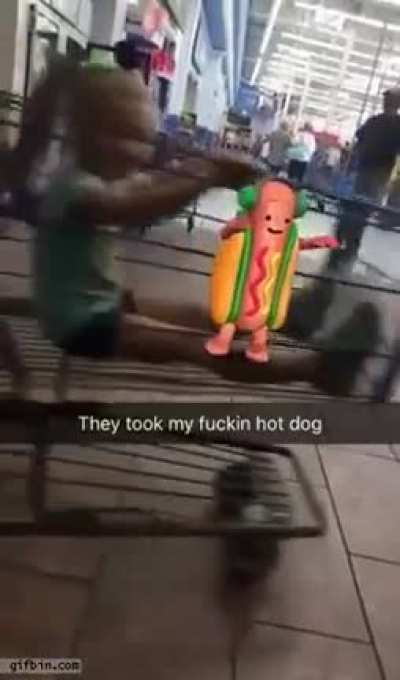 They took his hot dog.