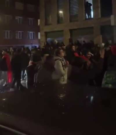 Moroccan soccer fans in the Netherlands chant 