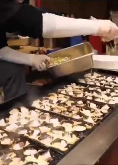 Making takoyaki