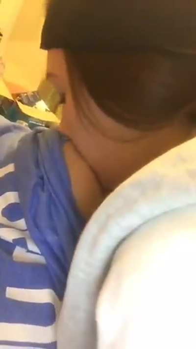 Teen lets her cute friend suck on her tits for fun