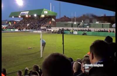 Angry keeper doesn't want to hand over the ball and the crowd begins to taunt him