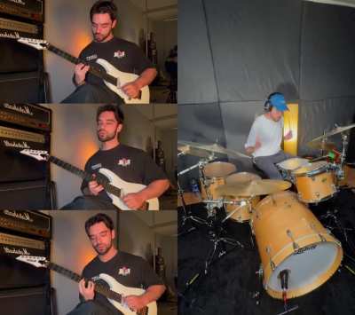 Clocks - 4 part guitar + drums!