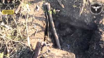 2 Russian soldiers hid in a dugout, operators of the Strike Drone Company (47 OMBr) used an FPV drone to destroy the dugout and eliminate the Russians.