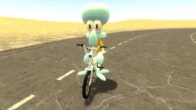 Squidward gets run over by Bill Gates