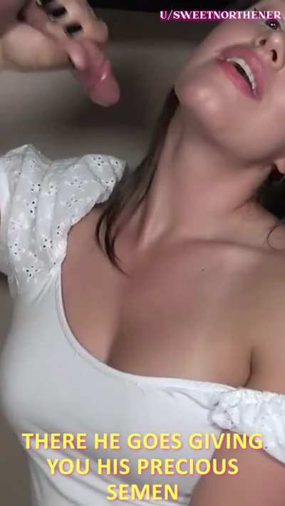 Clever sissy will always gets her daily dose of cum