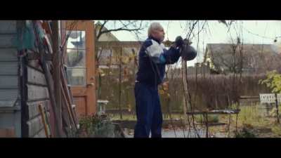 Old man working out