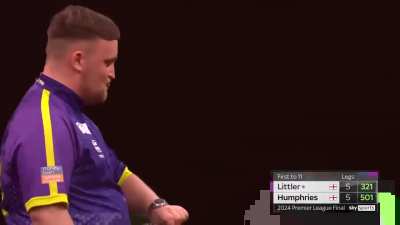 17 year-old Luke Littler hits a 9-darter in the Premier League Final