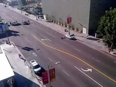 The Sunset Blvd/Vine Street Shooting. 26-year-old Tyler Brehm, who was distraught over a breakup, began shooting at passing cars, killing music-industry executive John Atterberry. The man filming was able to distract Brehm until police arrived. Brehm pull